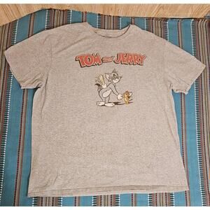 Tom & Jerry Hand Shake T-shirt Gray Hanna Barbera Tee Mens Size XXL Cartoon